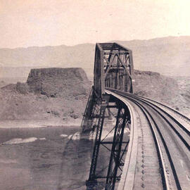 Great Northern Railway Rock Island Bridge over the Columbia River, South of Wenatchee, Washington...