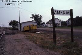 Great Northern Station Sign at Amenia, North Dakota, undated