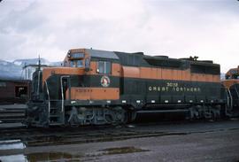 Great Northern Railway 3022 at Whitefish, Montana in 1969.