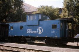 Great Northern Railway Caboose X-111 in Big Sky Blue color scheme at Wenatchee Appleyard, Washing...