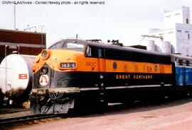 Great Northern Diesel Locomotive 363C at Havre, Montana, 1969