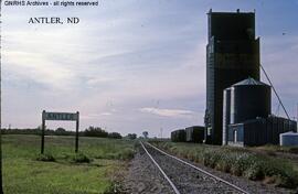 Great Northern Station Sign at Antler, North Dakota, undated