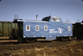 Great Northern Railway Caboose X-14 at Sioux City Iowa in 1969.