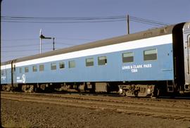 Great Northern Railway Passenger Car 1384 at Ellensburg, Washington in 1971.