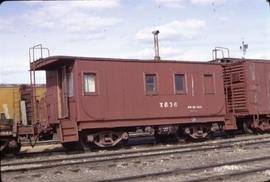 Great Northern Railway Bunk Car X636 at Grand Forks, North Dakota in 1973.