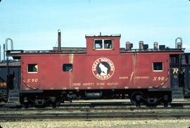 Great Northern Railway Caboose X-90 in red color scheme.