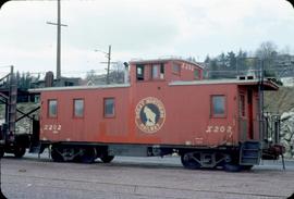 Great Northern Railway Caboose X-202 at Seattle Washington in 1970.