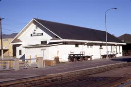 Great Northern Railway Railway Express building at Wenatchee, Washington depot in 1971.