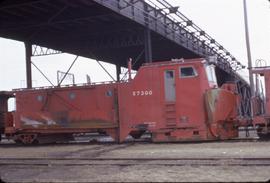 Great Northern Railway Snow Plow X7300 at Superior, Wisconsin in 1973.