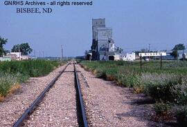 Great Northern Station Sign at Bisbee, North Dakota, undated