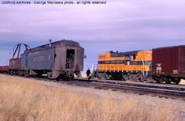 Great Northern Diesel Locomotive 682 at Stanford, Montana, 1965