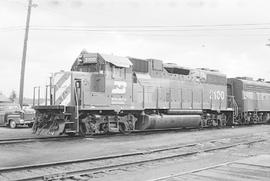 Burlington Northern diesel locomotive 2100 at Auburn, Washington in 1974.