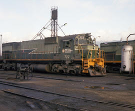 British Columbia Railway Company diesel locomotive 722 at North Vancouver, British Columbia on Ju...