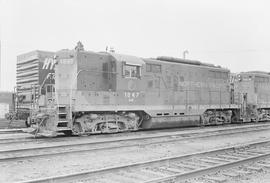 Burlington Northern diesel locomotive 1847 at Tacoma, Washington in 1971.