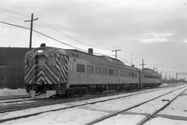 Amtrak rail diesel car 18 at Old Saybrook, Connecticut on January 29, 1977.