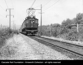 Milwaukee Road electric locomotive Number 10505 at Seattle, Washington near Black River in 1938.