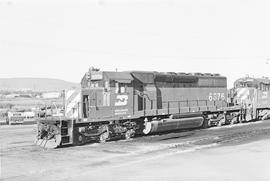 Burlington Northern diesel locomotive 6376 at Klamath Falls, Oregon in 1974.