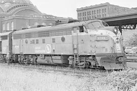 Burlington Northern diesel locomotive 9744 at Tacoma, Washington in 1970.