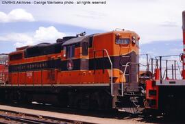 Burlington Northern Diesel Locomotive 2016 at Denver, Colorado, 1970