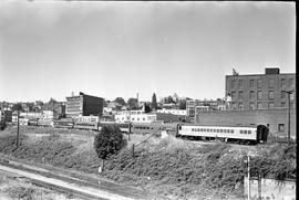 Amtrak passenger train at Tacoma, Washington on July 2, 1972.