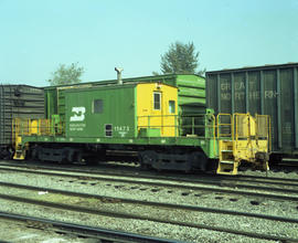 Burlington Northern caboose 11473 at Longview, Washington in 1981.