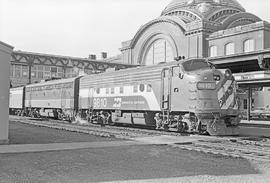 Burlington Northern diesel locomotive 9810 at Tacoma, Washington in 1971.