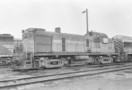 Burlington Northern diesel locomotive 4077 at Vancouver, Washington in 1971.