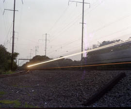 Amtrak train at Bowie, Maryland on July 5, 1982.