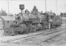 Rayonier, Incorporated steam locomotive 3100 at Railroad Camp, Washington, circa 1949.