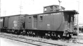 Pacific Coast Railroad caboose number 53 at Seattle, Washington, circa 1950.