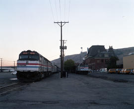 Amtrak diesel locomotive 305 at Salt Lake City, Utah on September 13, 1985.