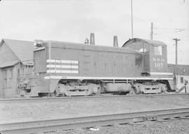 Northern Pacific diesel locomotive number 107 circa 1950.