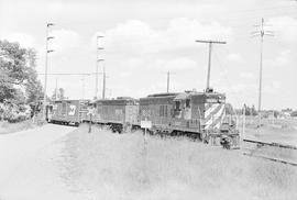 Burlington Northern diesel locomotive 1882 at Dupont, Washington in 1976.