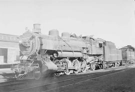 Northern Pacific steam locomotive 1574 at Northtown, Minnesota, in 1954.