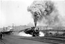 Northern Pacific steam locomotive 2602 in Seattle, Washington, circa 1946.