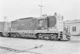 Burlington Northern diesel locomotive 1880 at Auburn, Washington in 1971.