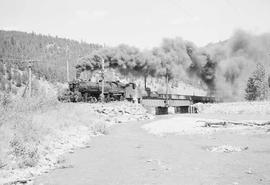 Northern Pacific steam locomotive 4025 at Saint Regis, Montana, in 1952.