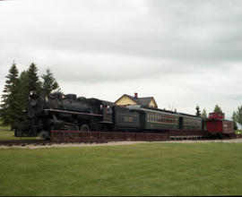 Heritage Park Historical Village steam locomotive 2023 at Calgary, Alberta in August 1990.