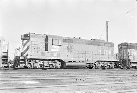 Burlington Northern diesel locomotive 1605 at Galesburg, Illinois in 1972.