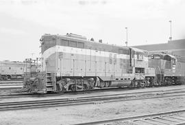 Burlington Northern diesel locomotive 1815 at Havre, Montana in 1972.