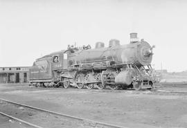 Northern Pacific steam locomotive 1568 at Laurel, Montana, in 1953.