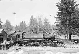 Rayonier Incorporated Steam Locomotive Number 110 at Railroad Camp, Washington in March, 1962.