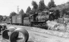 Pacific Coast Railroad freight train at Taylor, Washington in 1943.