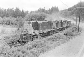 Burlington Northern diesel locomotive 1298 at Aberdeen, Washington in 1971.