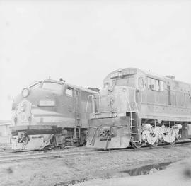 Northern Pacific diesel locomotives numbers 5403 and 2510 at Auburn, Washington, in 1967.