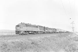 Burlington Northern diesel locomotive 4100 at Auburn, Washington in 1971.