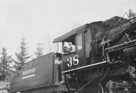 Rayonier Incorporated Steam Locomotive Number 38 at Hoquiam, Washington in March, 1962.