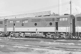Burlington Northern diesel locomotive 9775 at Livingston, Montana in 1972.