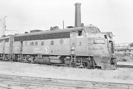 Burlington Northern diesel locomotive 9736 at Tacoma, Washington in 1971.