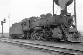 Canadian National Railway Company steam locomotive 2492 at Vancouver, British Columbia, circa 1950.